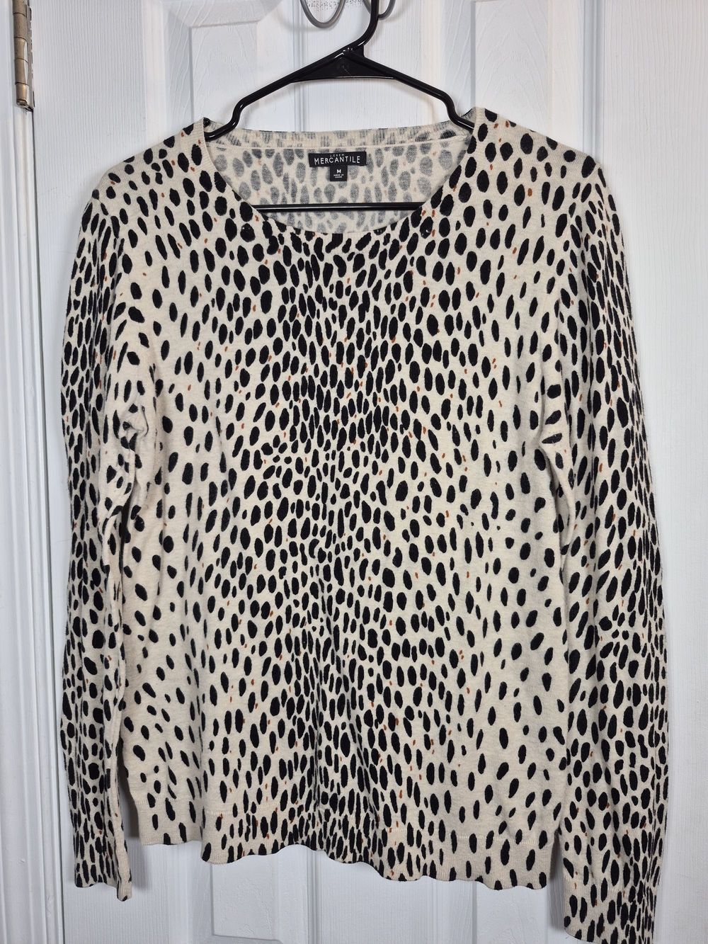 J.Crew Mercantile Animal Print Crewneck Lightweight Cotton Sweater M Fall Trend